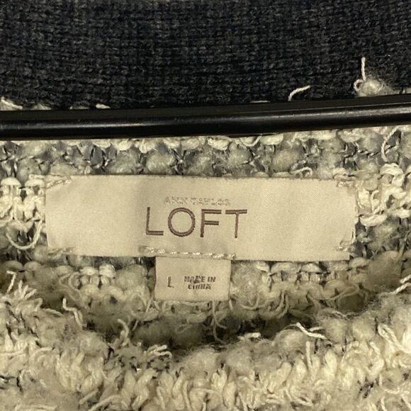 Ann Taylor Loft Fuzzy Striped Knit Soft Sweater Size Large - Picture 8 of 11